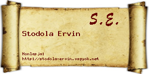Stodola Ervin névjegykártya